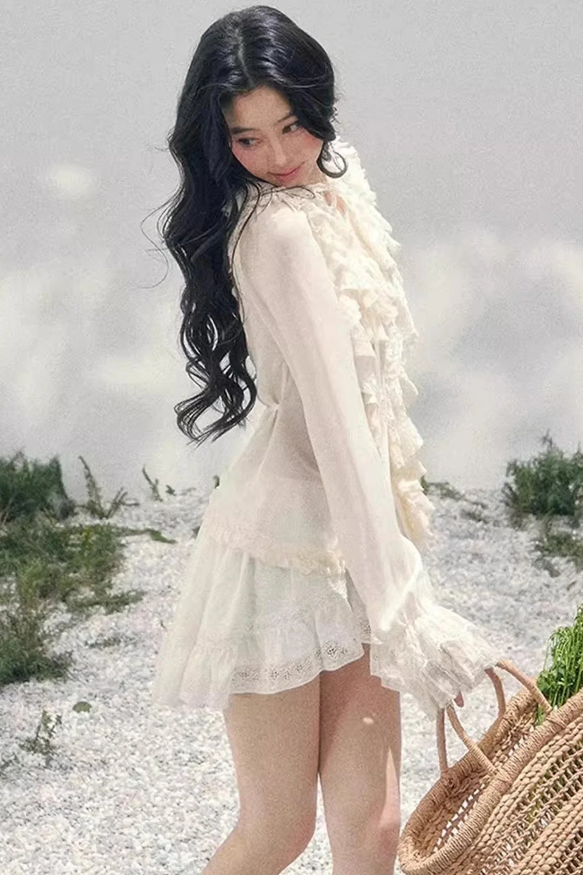 Ruffled Lace Court Top