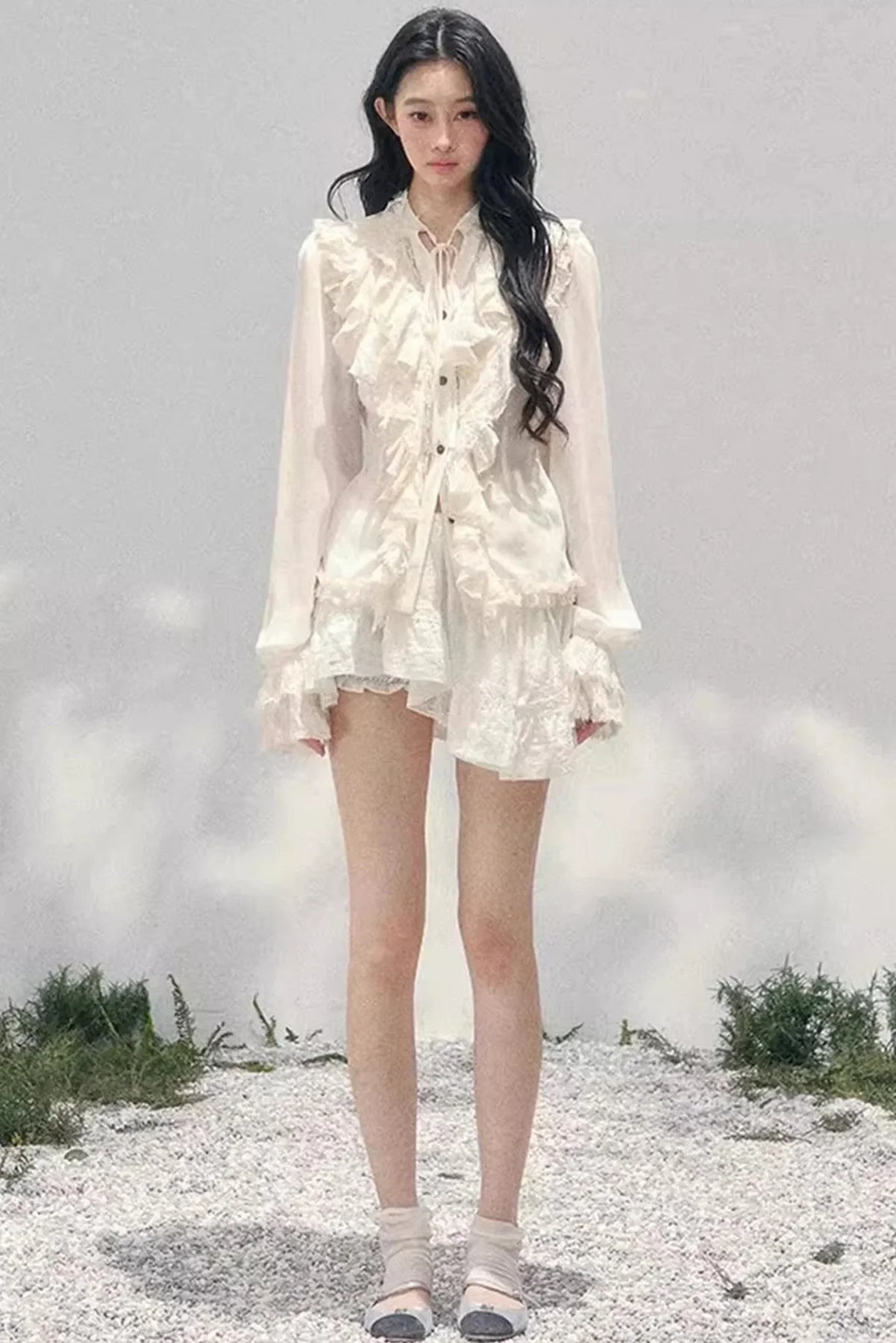 Ruffled Lace Court Top
