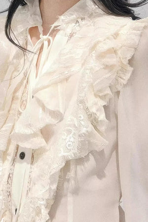 Ruffled Lace Court Top