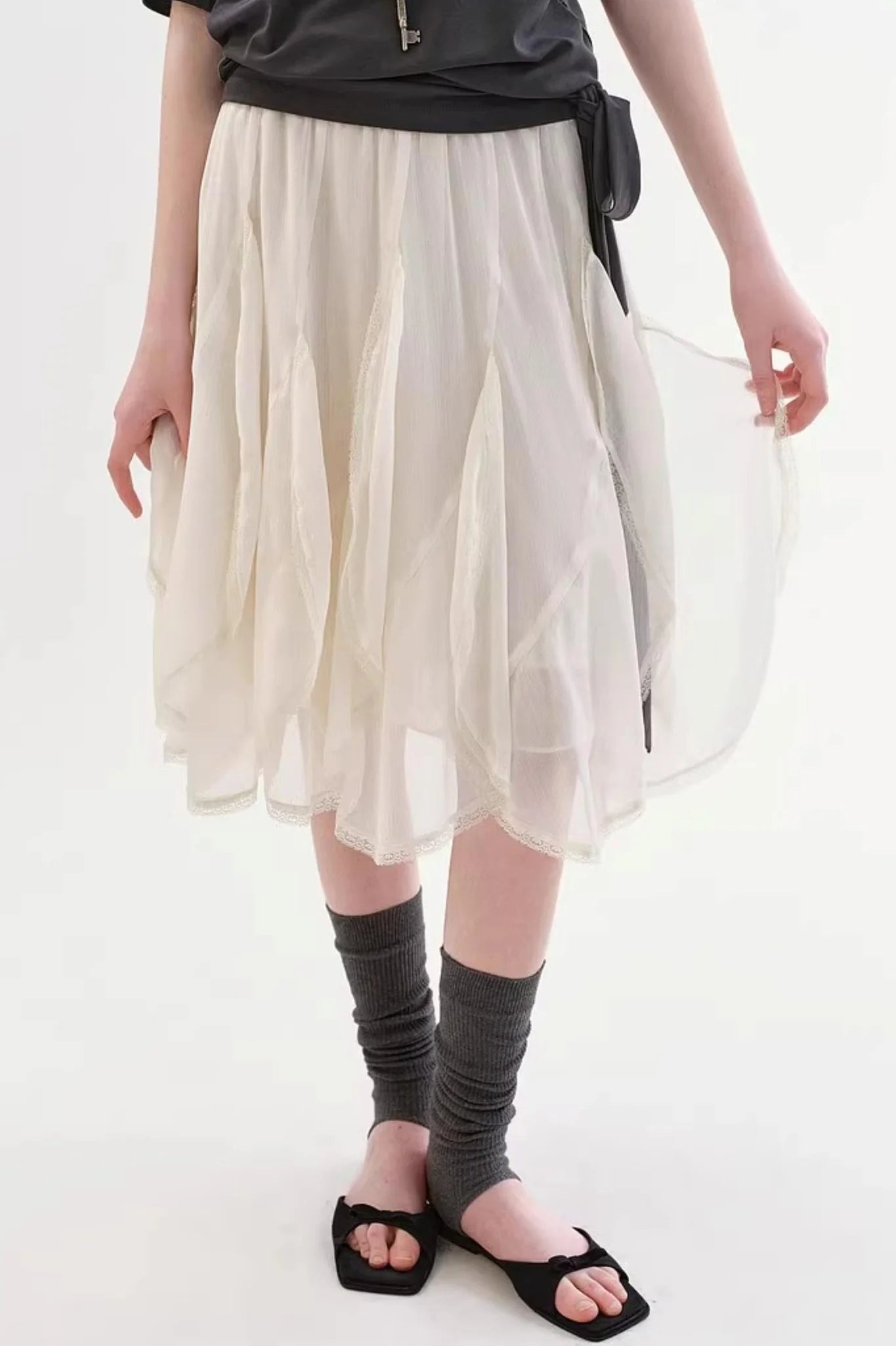 Ruffled Lace Patchwork Skirt