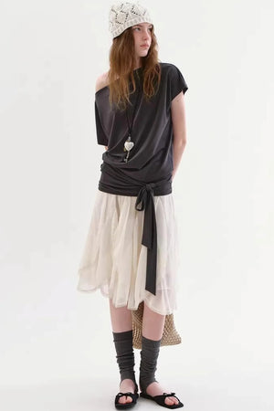 Ruffled Lace Patchwork Skirt