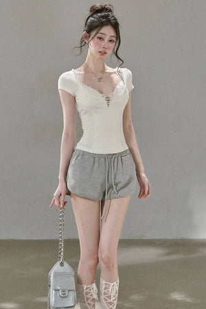 Ruffled Lace Trim Blouse
