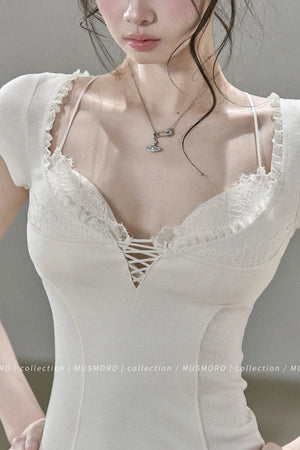 Ruffled Lace Trim Blouse