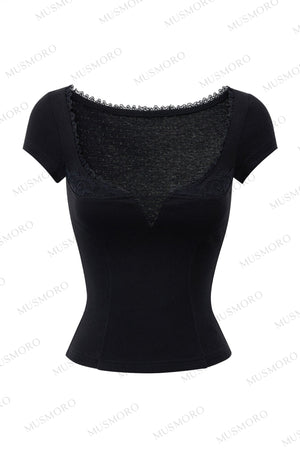 Ruffled Lace Trim Blouse