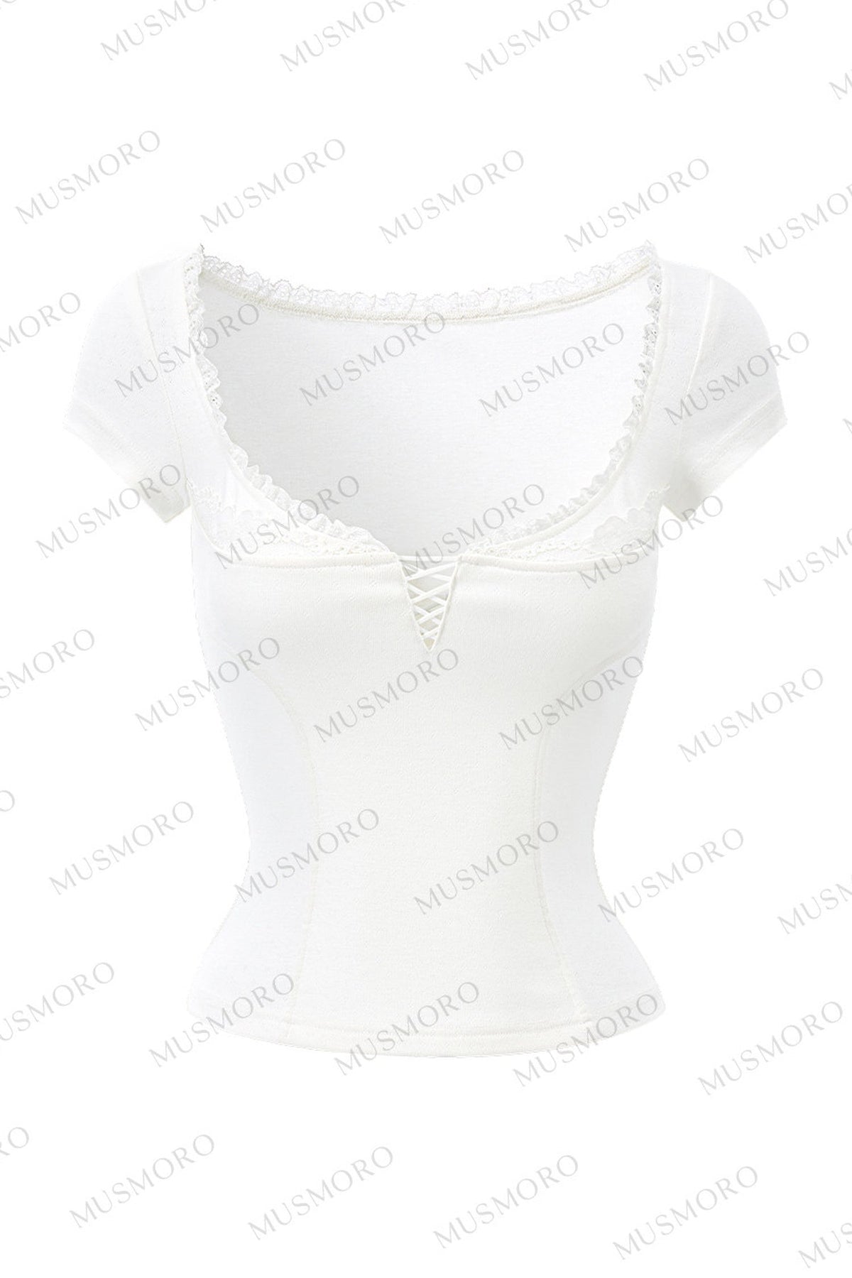 Ruffled Lace Trim Blouse