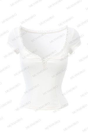 Ruffled Lace Trim Blouse