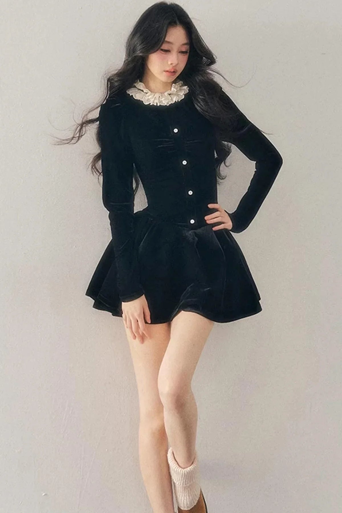 Ruffled Lace Winter Dress