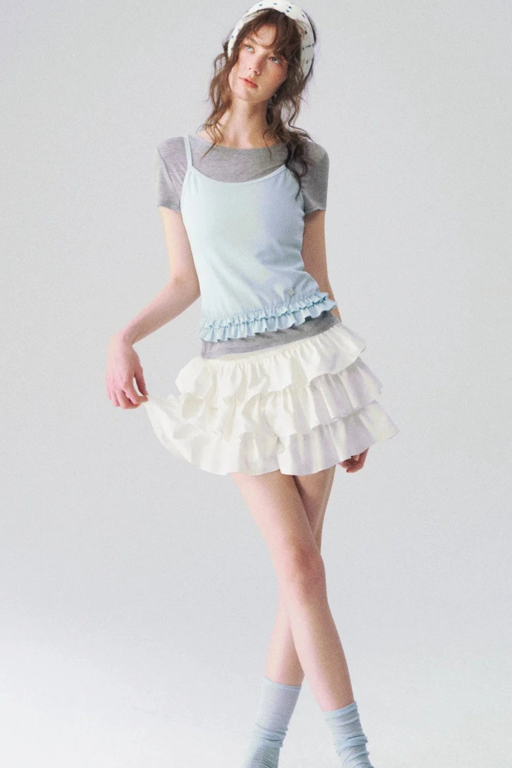 Ruffled Layered Two-Piece Top