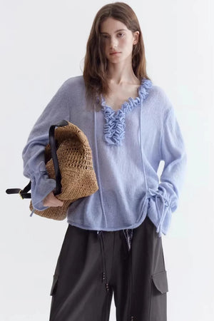 Ruffled Merino Wool Sweater