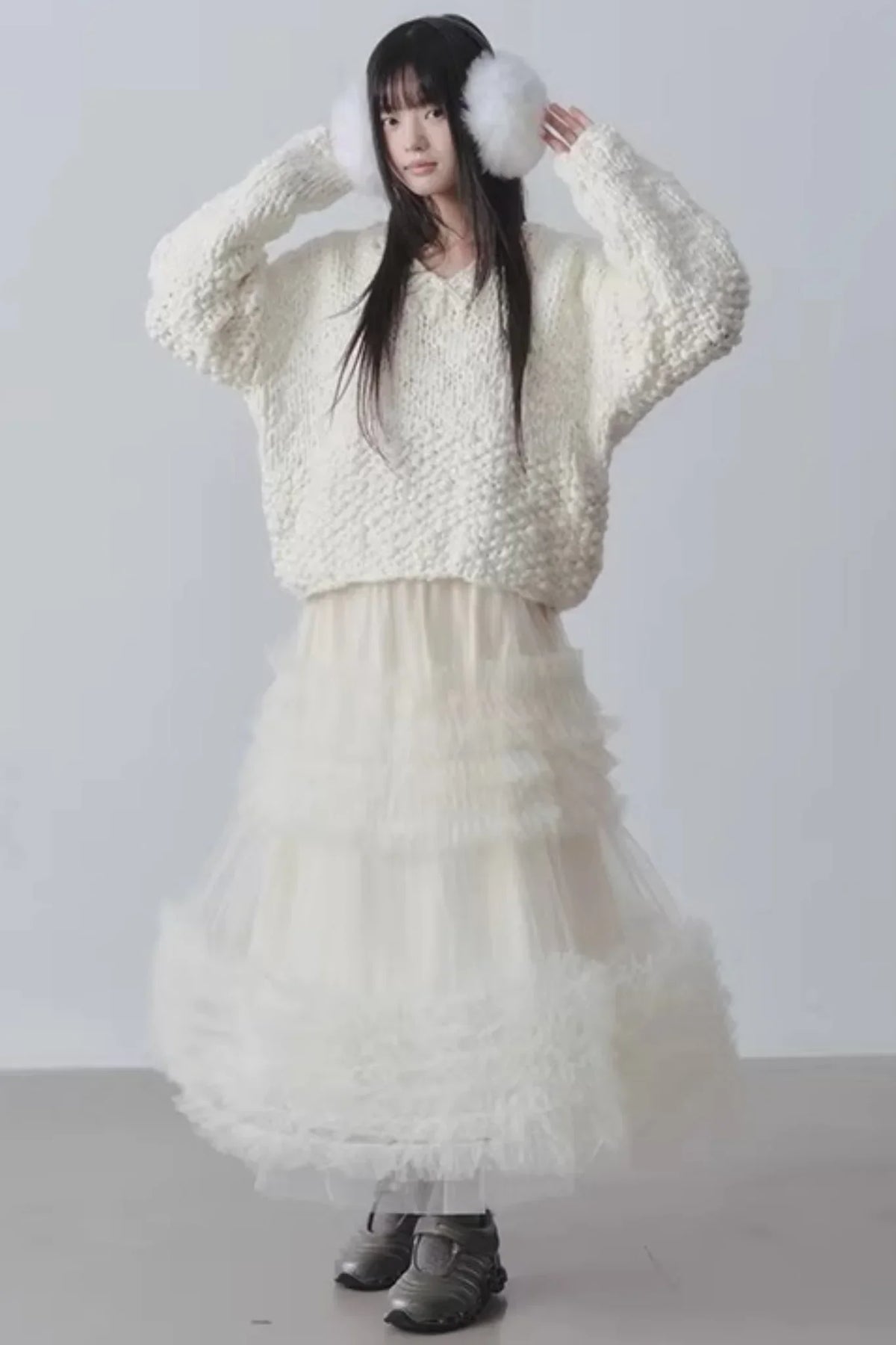 Ruffled Mesh Puffy Skirt
