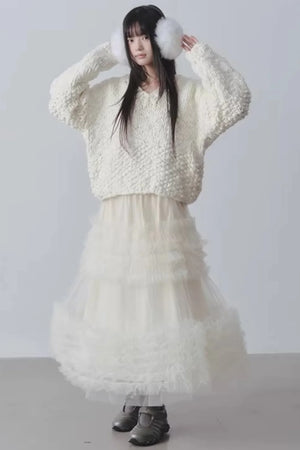 Ruffled Mesh Puffy Skirt