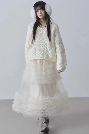 Ruffled Mesh Puffy Skirt