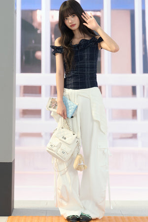 Ruffled Off-Shoulder Top and Pants Set-Up