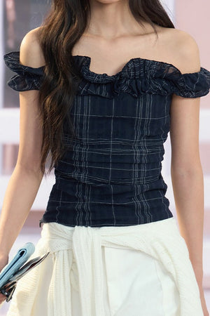 Ruffled Off-Shoulder Top and Pants Set-Up