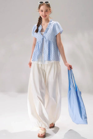 Ruffled Polka Dot Babydoll Top