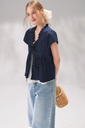 Ruffled Polka Dot Babydoll Top