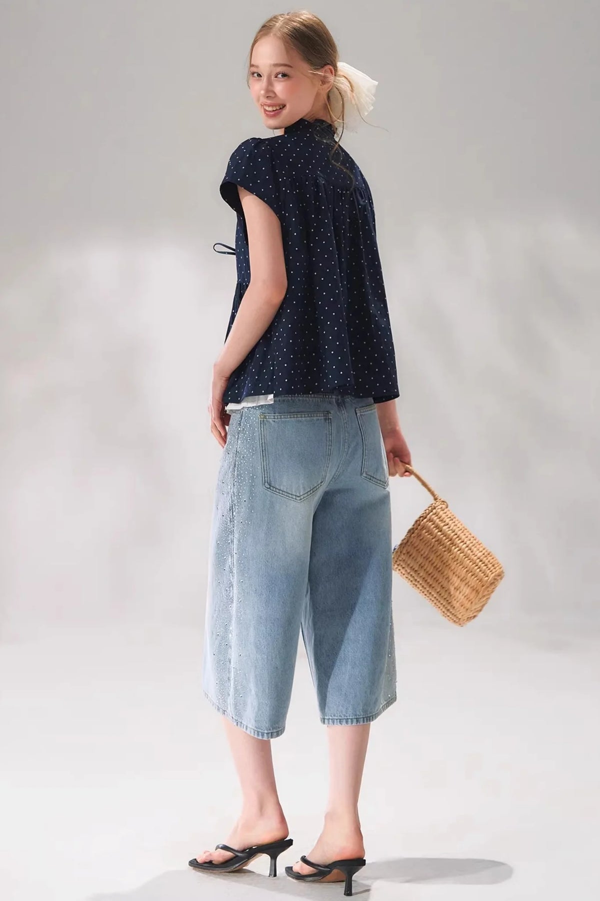 Ruffled Polka Dot Babydoll Top