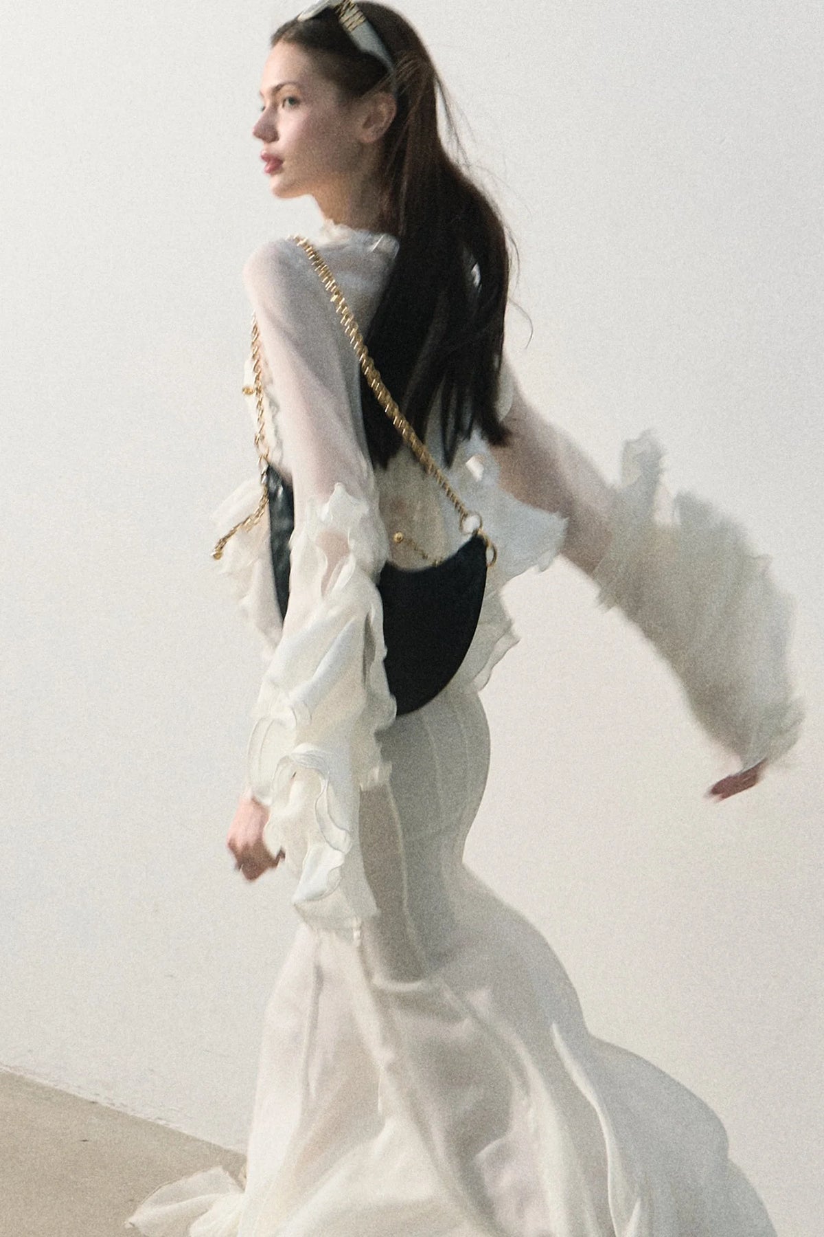 Ruffled Sheer Top And Skirt Set-Up