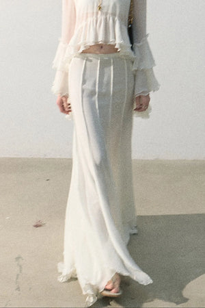 Ruffled Sheer Top And Skirt Set-Up
