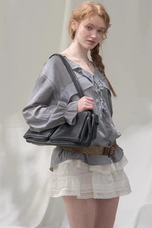 Ruffled V-Neck Shirt
