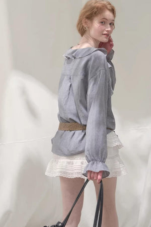 Ruffled V-Neck Shirt