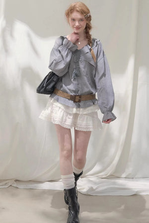 Ruffled V-Neck Shirt