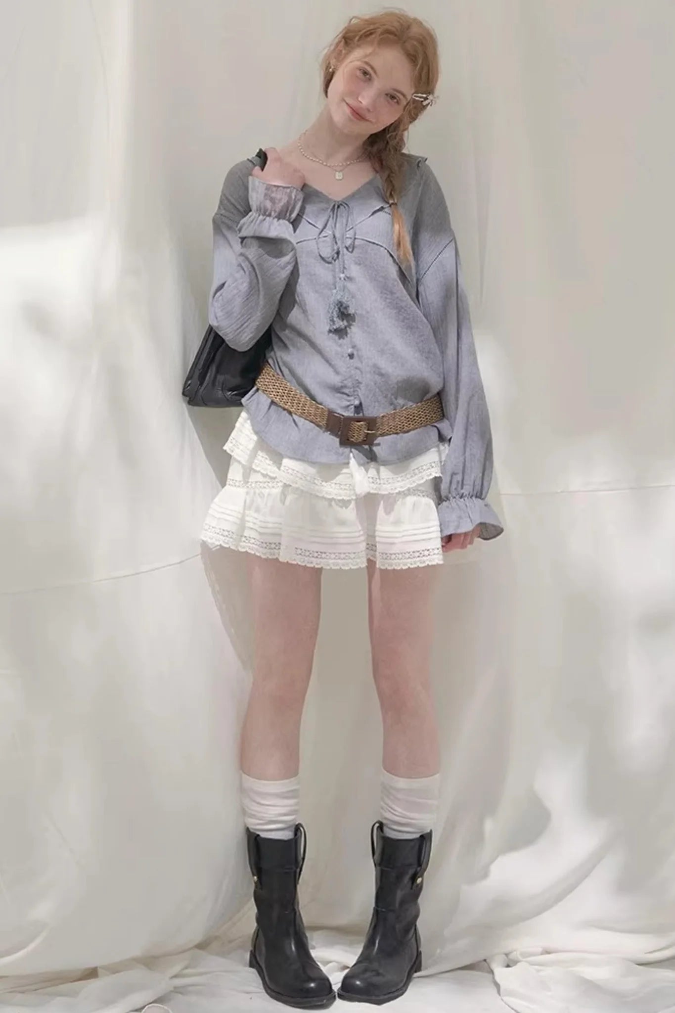 Ruffled V-Neck Shirt