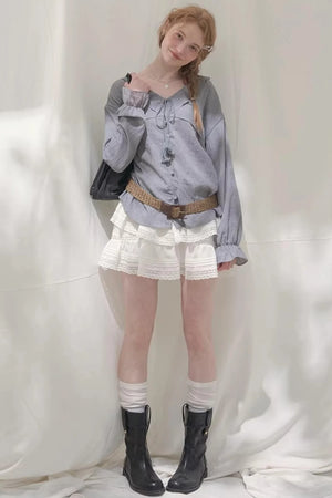 Ruffled V-Neck Shirt