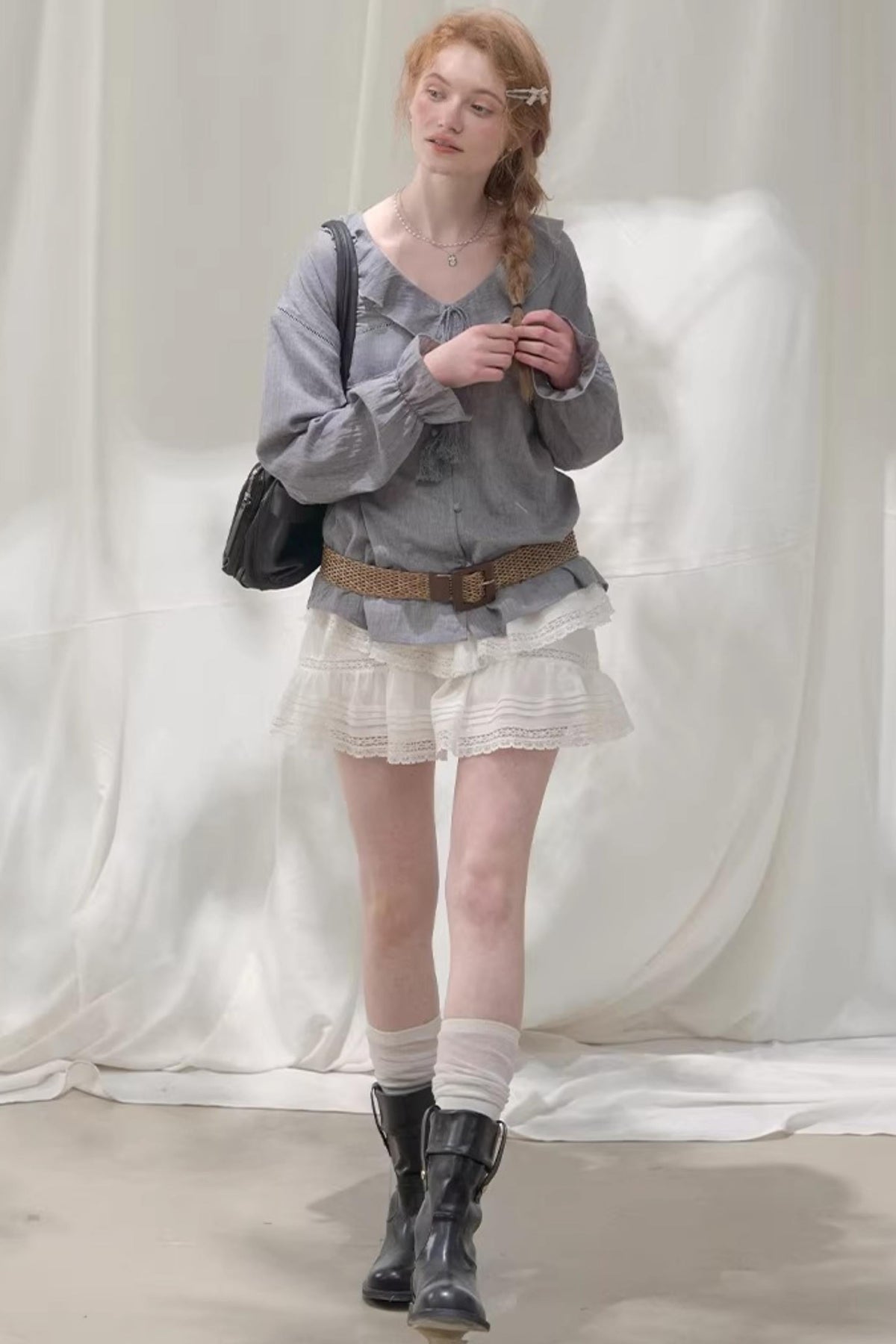 Ruffled V-Neck Shirt