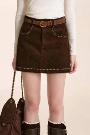 Safari Corduroy A-Line Skirt