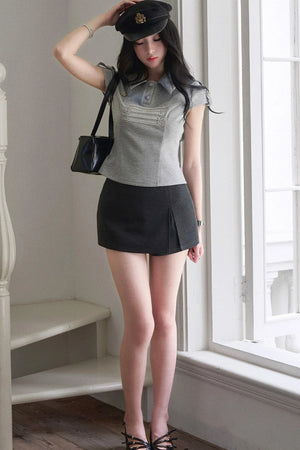 Sailor Collar Polo Blouse