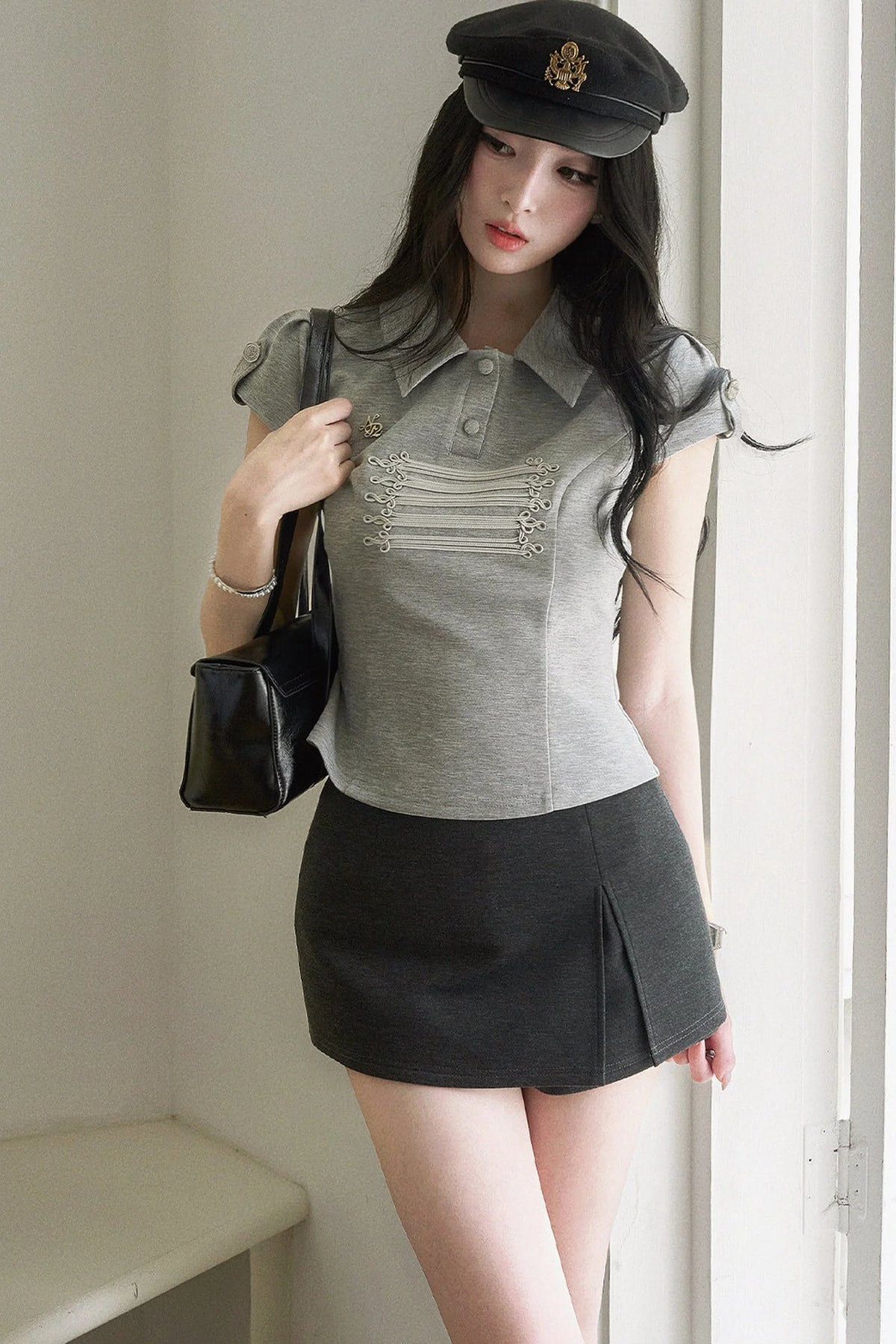 Sailor Collar Short Sleeved Top