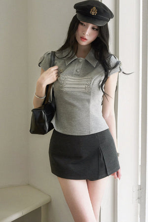 Sailor Collar Short Sleeved Top