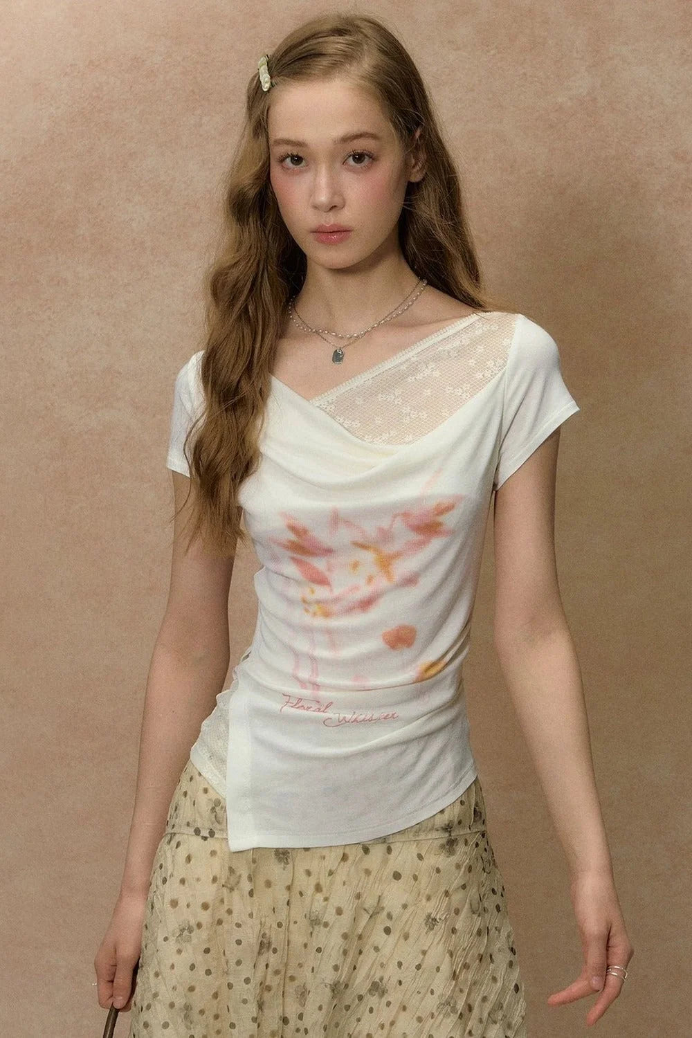 Sakura Asymmetrical Lace Top