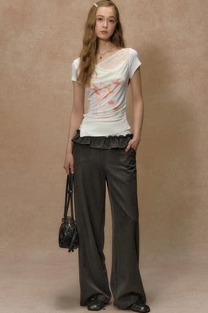Sakura Asymmetrical Lace Top
