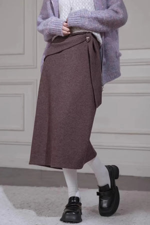 Sandalwood Wool Patchwork Skirt