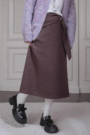 Sandalwood Wool Patchwork Skirt