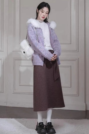 Sandalwood Wool Patchwork Skirt