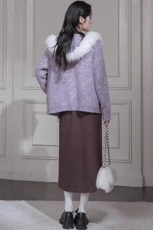 Sandalwood Wool Patchwork Skirt