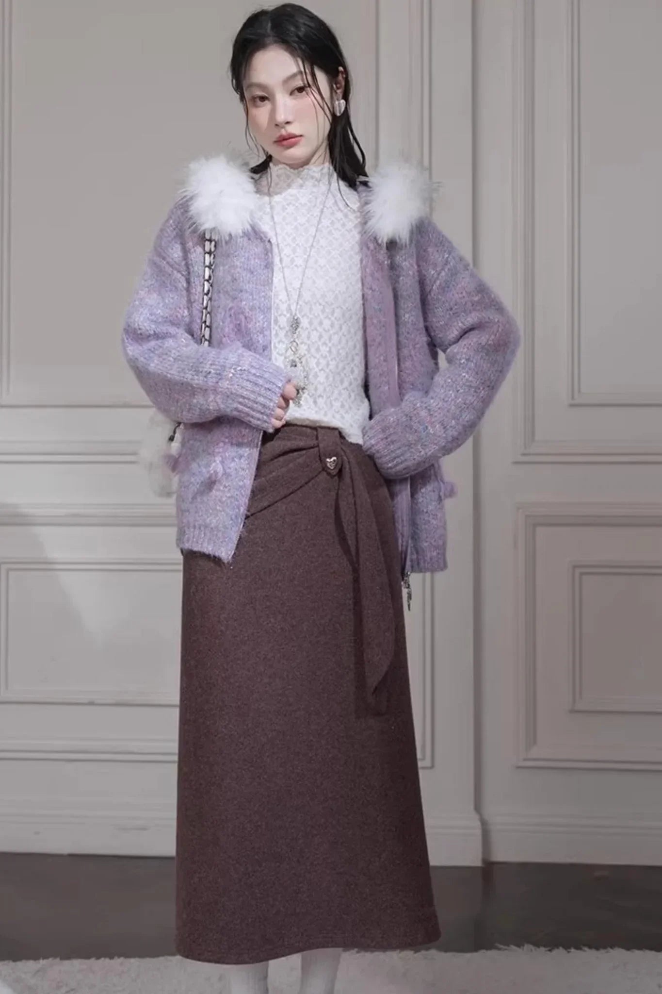 Sandalwood Wool Patchwork Skirt