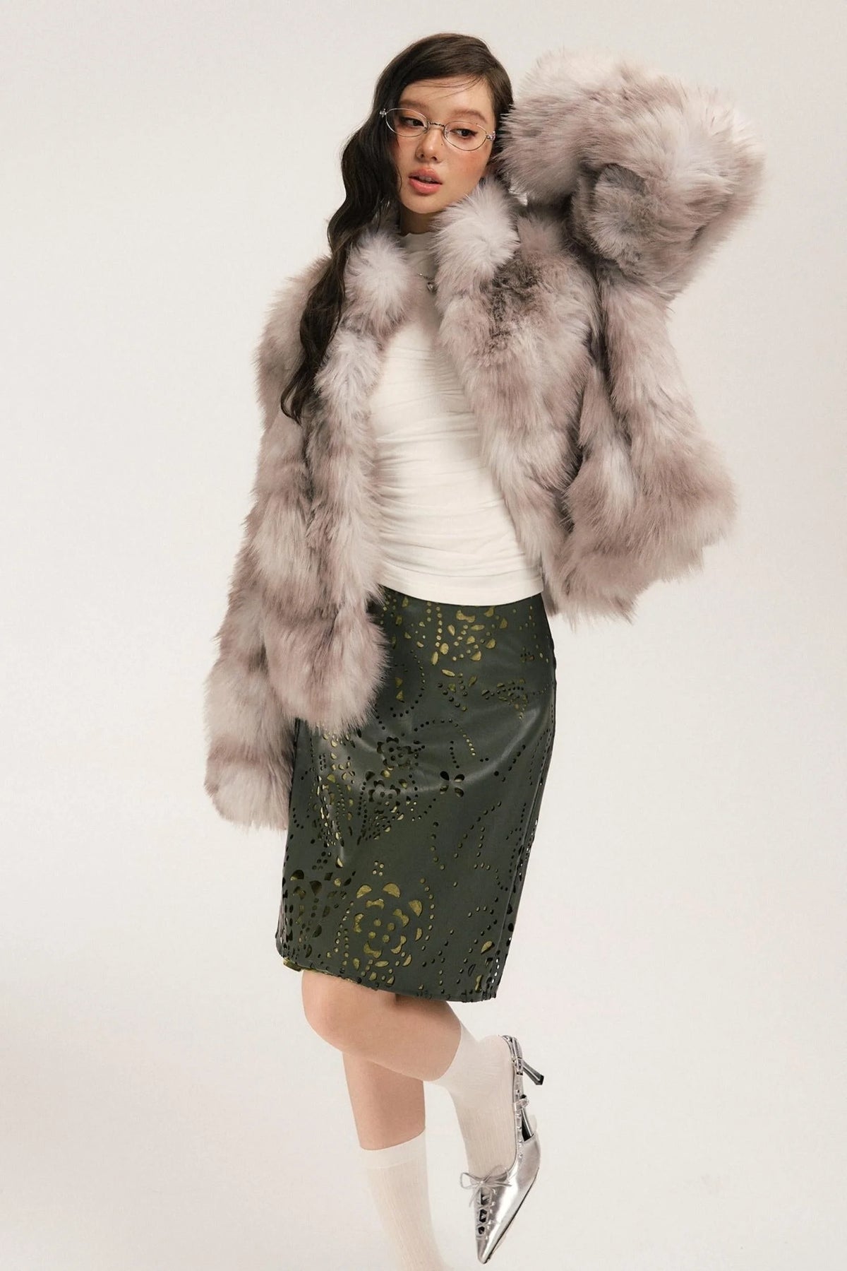 Sassy Vintage Cutout Leather Skirt