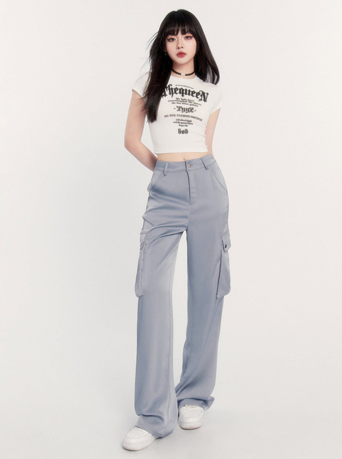 Satin Draped Cargo Pants