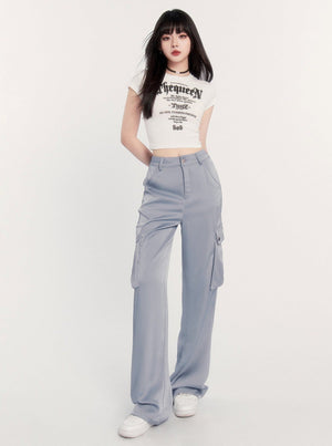 Satin Draped Cargo Pants
