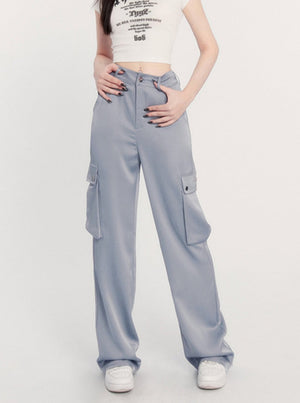 Satin Draped Cargo Pants