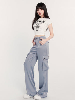 Satin Draped Cargo Pants