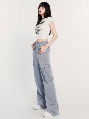 Satin Draped Cargo Pants