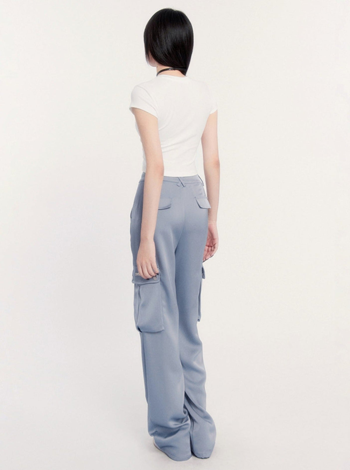 Satin Draped Cargo Pants
