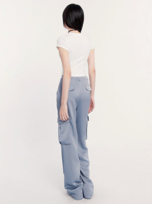 Satin Draped Cargo Pants