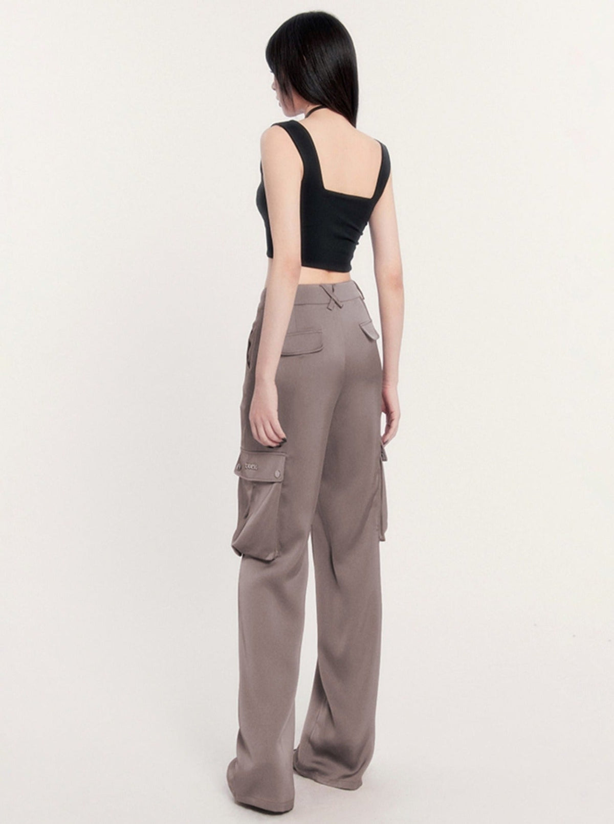 Satin Draped Cargo Pants