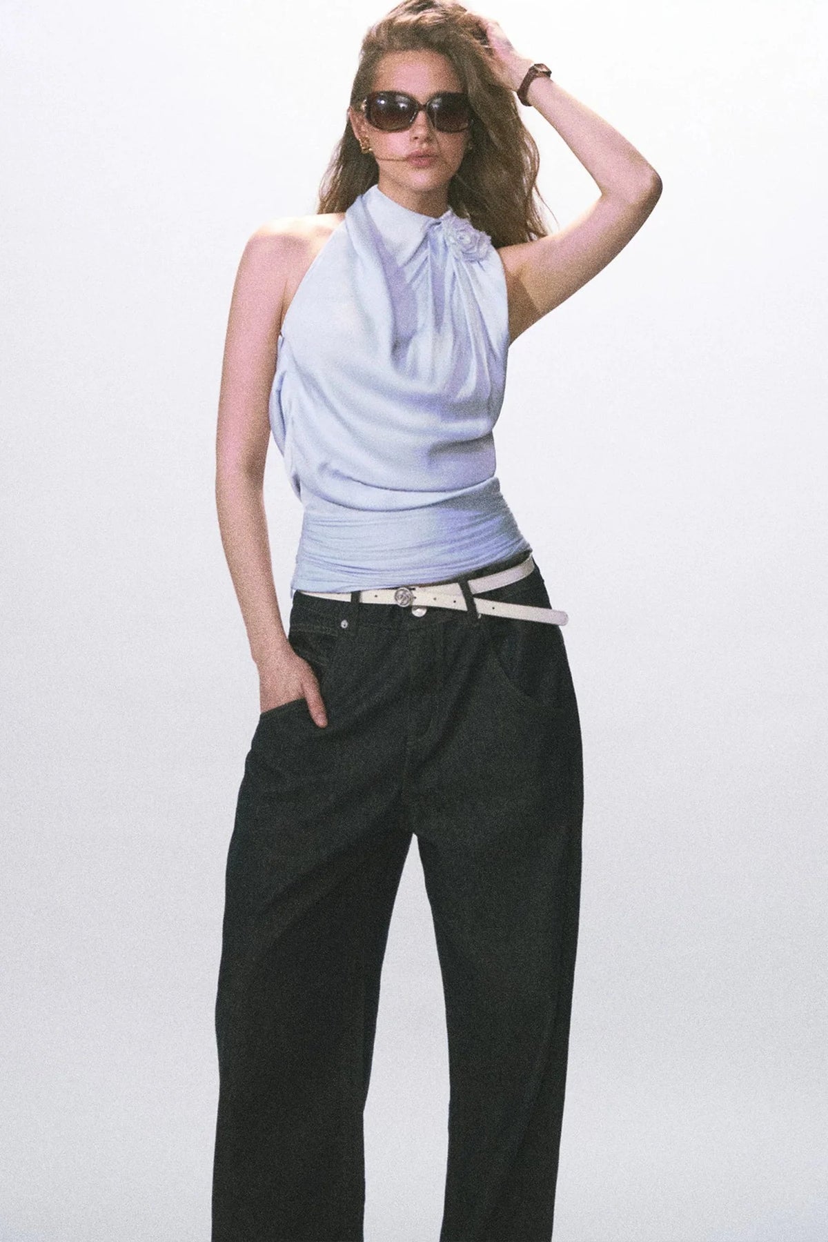 Satin Halter Backless Top